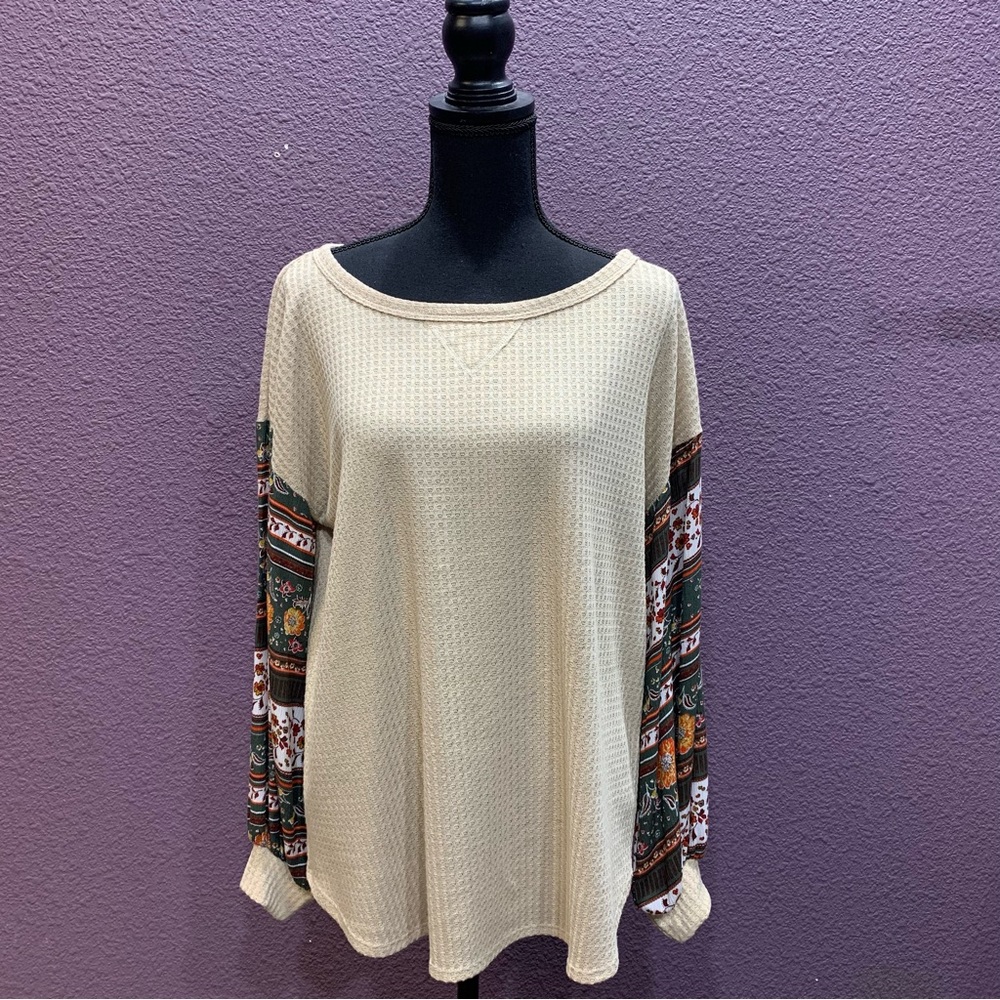 Waffle knit, floral long sleeve